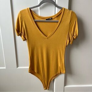 Mustard Yellow V-Neck Bodysuit